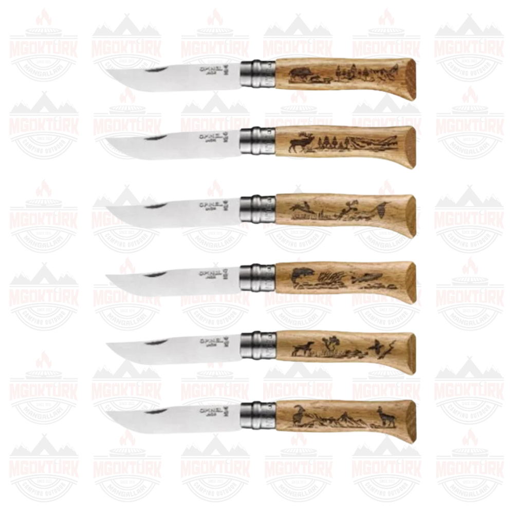 Opinel Inox No 8 Animalia Desenli 6'lı Paslanmaz Çelik Çakı Seti