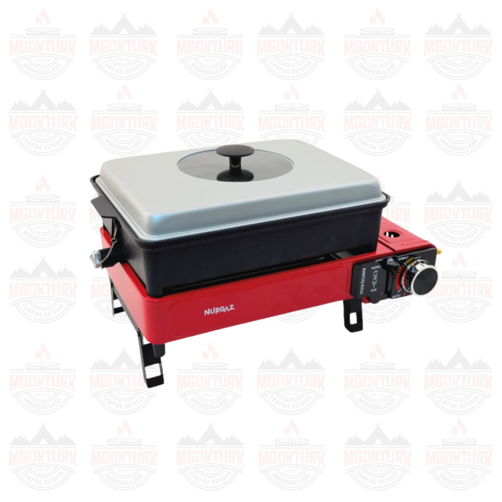 PORTATİF GAZLI BARBEKÜ VE PİŞİRME SETİ KIRMIZI