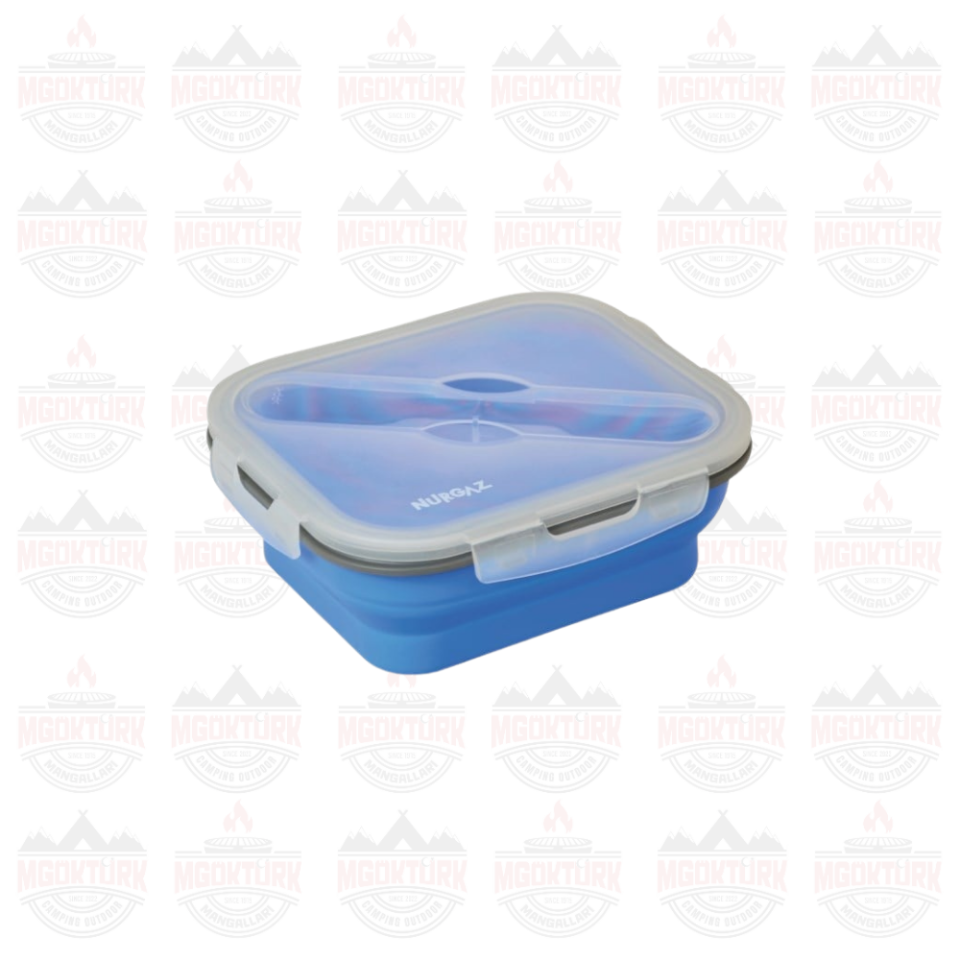 SİLİKON KATLANABİLİR TEK GÖZLÜ YEMEK SETİ MAVİ