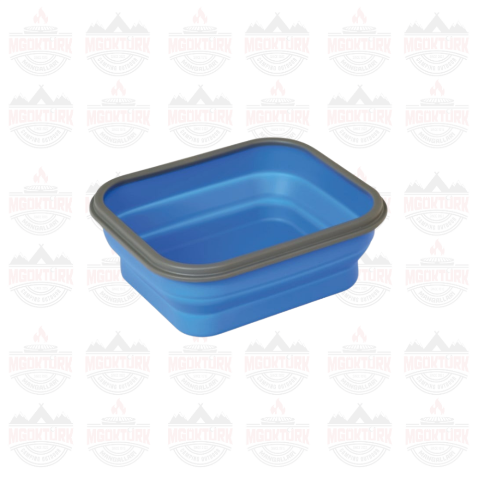 SİLİKON KATLANABİLİR TEK GÖZLÜ YEMEK SETİ MAVİ