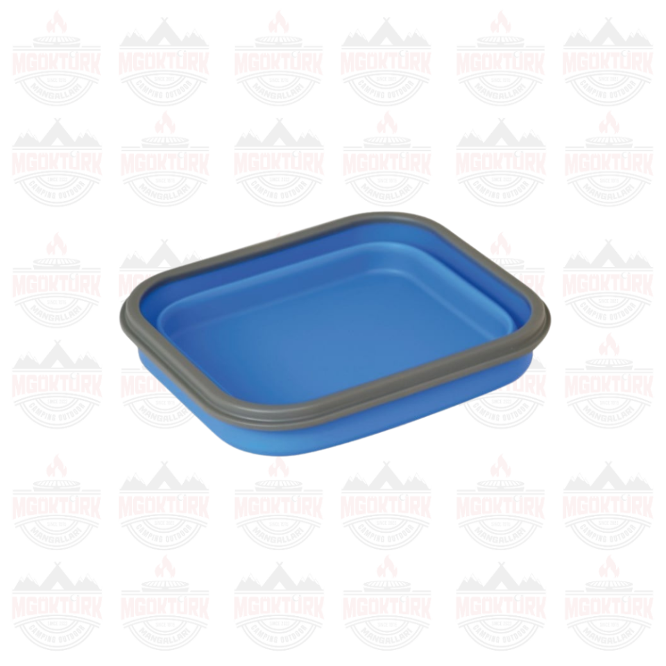 SİLİKON KATLANABİLİR TEK GÖZLÜ YEMEK SETİ MAVİ