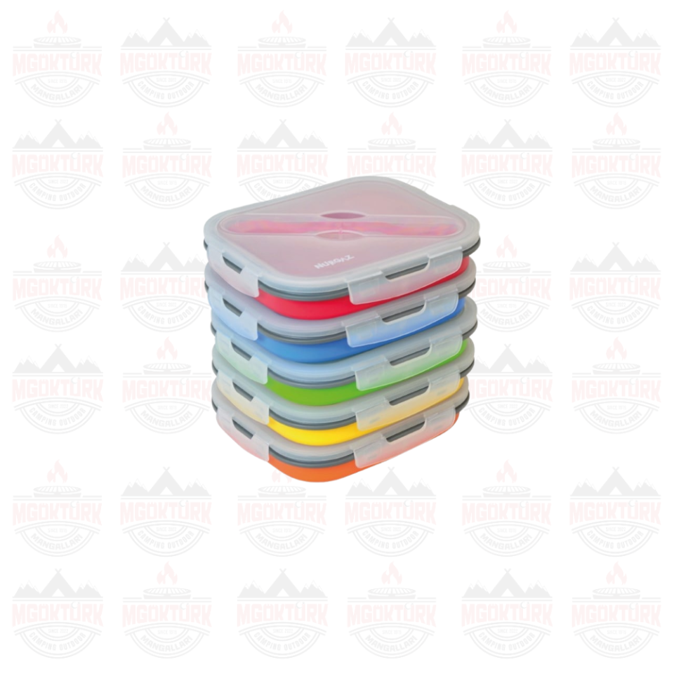 SİLİKON KATLANABİLİR TEK GÖZLÜ YEMEK SETİ MAVİ