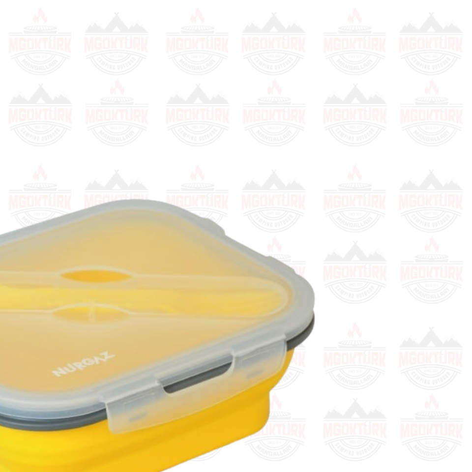 SİLİKON KATLANABİLİR TEK GÖZLÜ YEMEK SETİ SARI