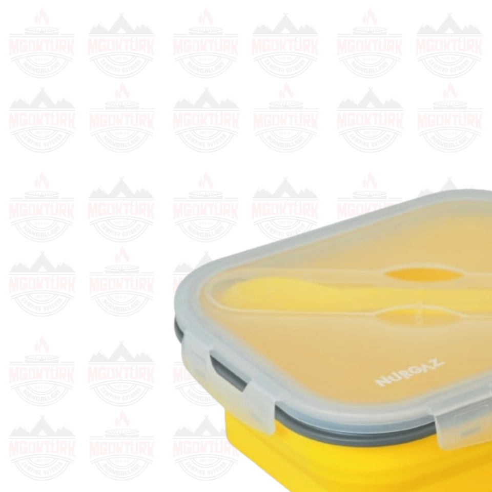 SİLİKON KATLANABİLİR TEK GÖZLÜ YEMEK SETİ SARI