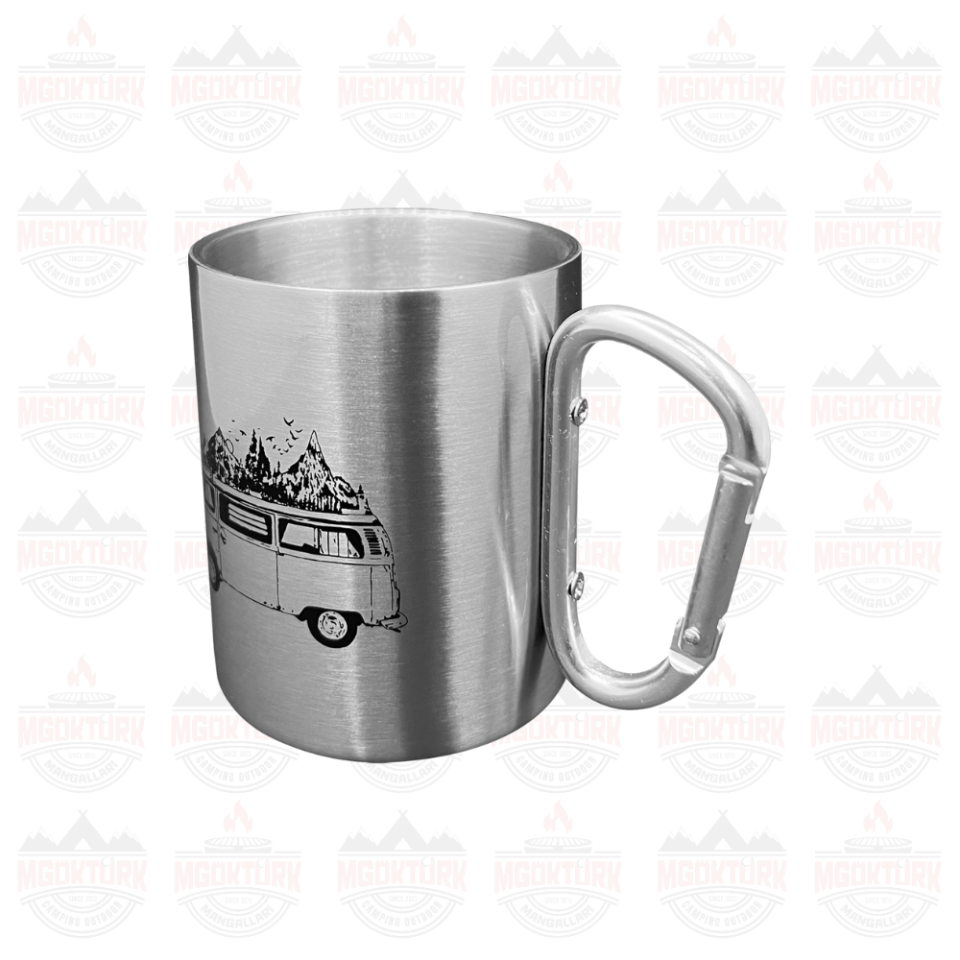 KARABİNALI PASLANMAZ ÇELİK KUPA 180 ML KARAVAN