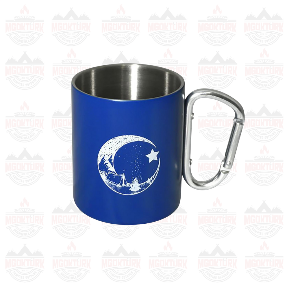 KARABİNALI PASLANMAZ ÇELİK KUPA 180 ML MAVİ
