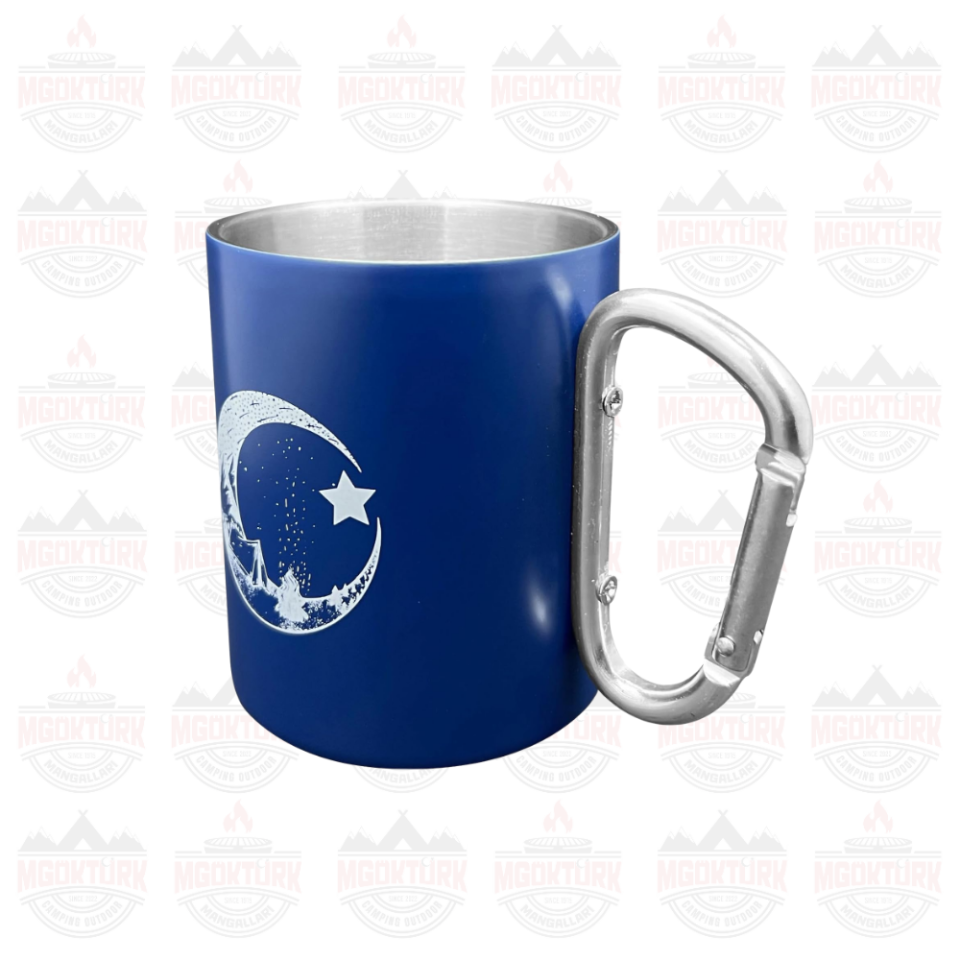 KARABİNALI PASLANMAZ ÇELİK KUPA 180 ML MAVİ