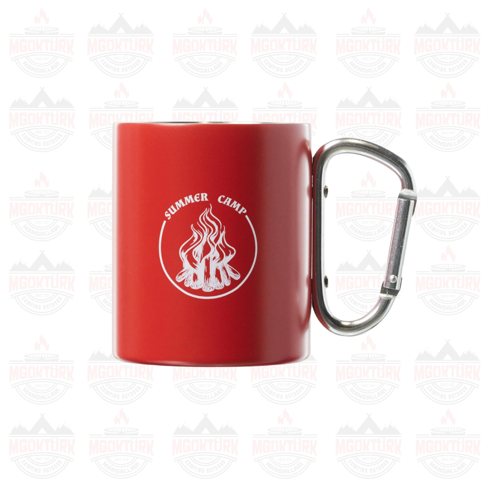 KARABİNALI PASLANMAZ ÇELİK KUPA180 ML KIRMIZI