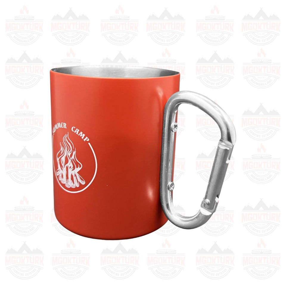 KARABİNALI PASLANMAZ ÇELİK KUPA180 ML KIRMIZI
