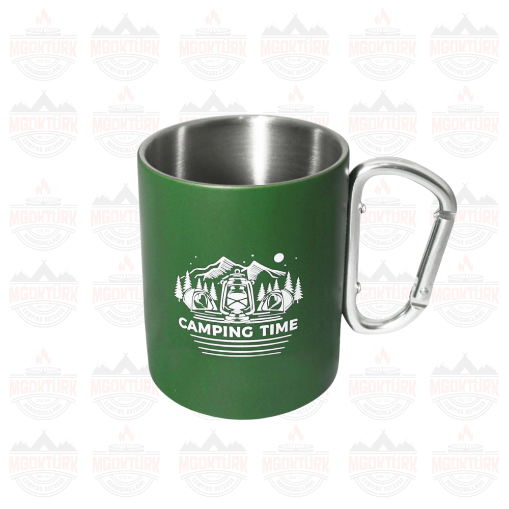 KARABİNALI PASLANMAZ ÇELİK KUPA 180 ML YEŞİL