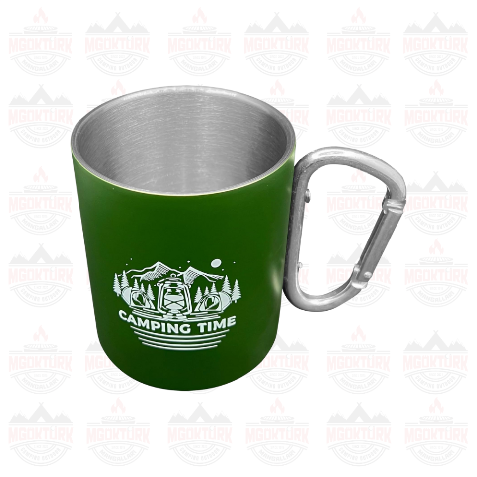 KARABİNALI PASLANMAZ ÇELİK KUPA 180 ML YEŞİL