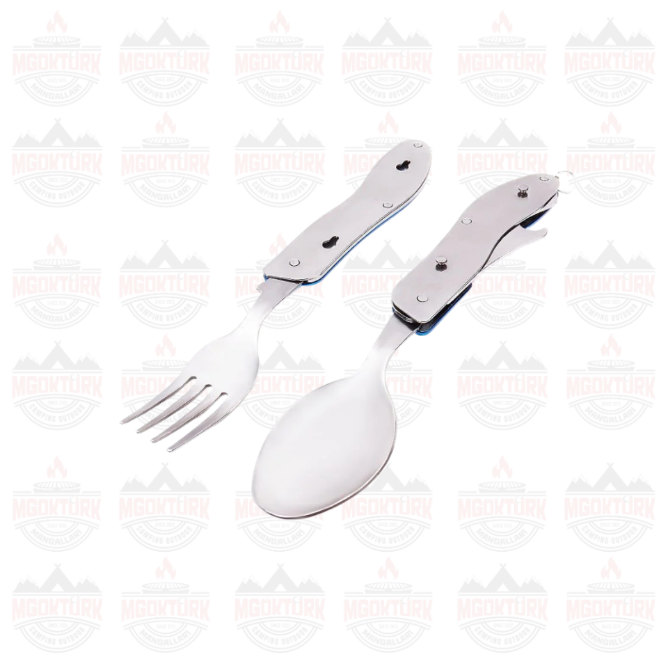 KAMP ÇATAL KAŞIK BIÇAK SETİ MAVİ