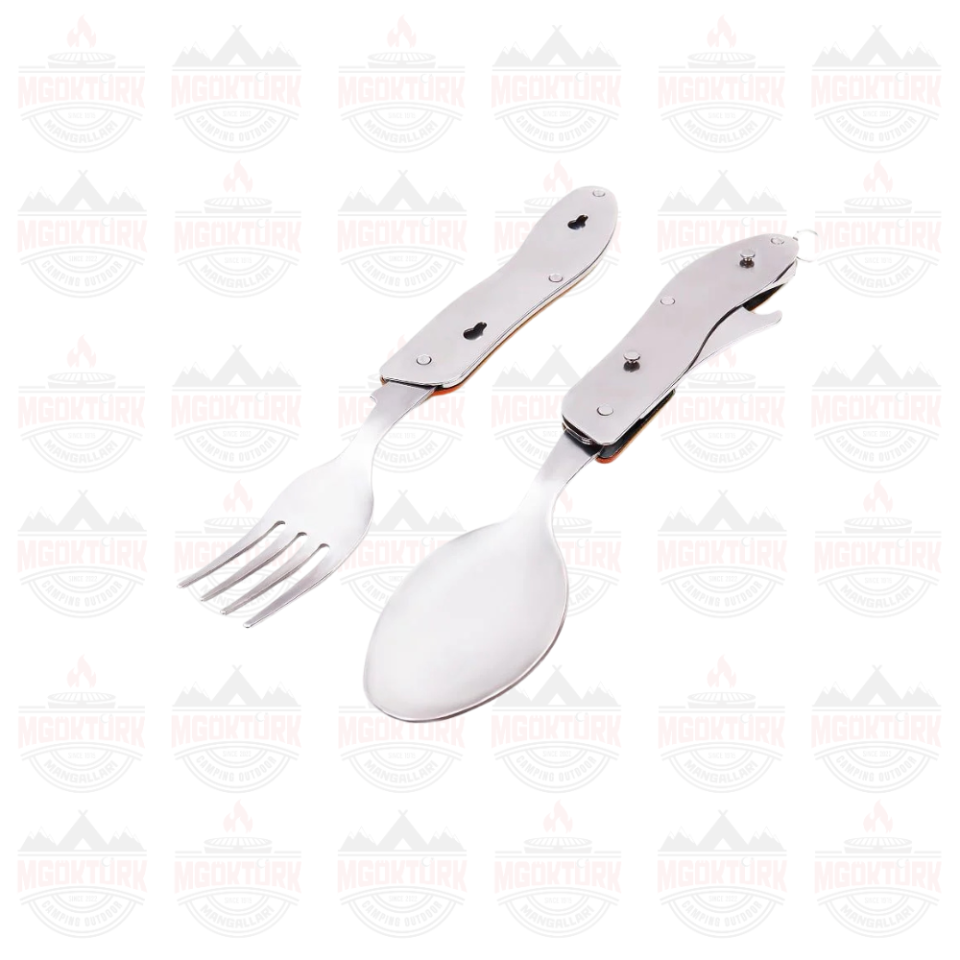 KAMP ÇATAL KAŞIK BIÇAK SETİ KIRMIZI