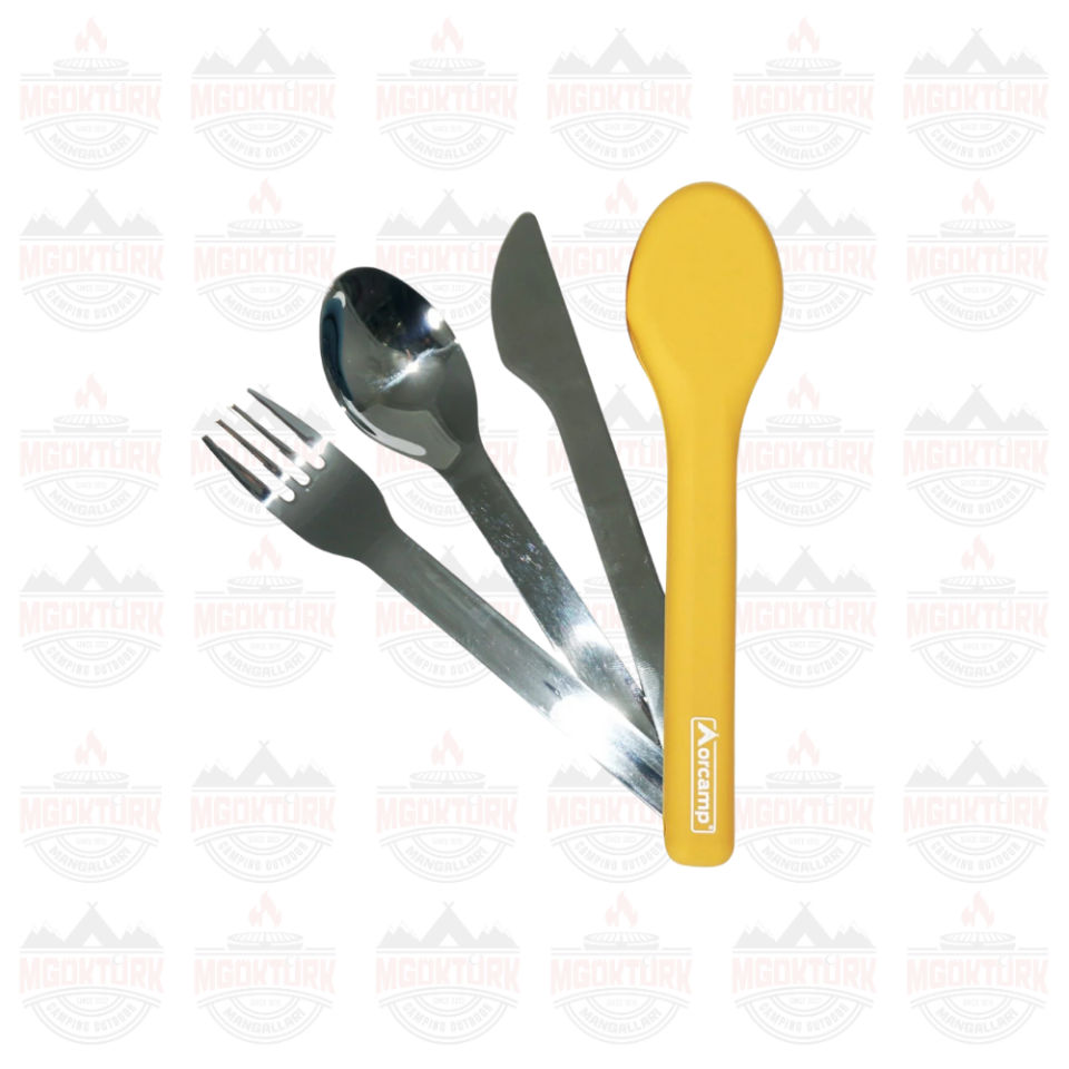 KAMP ÇATAL KAŞIK BIÇAK SETİ SARI
