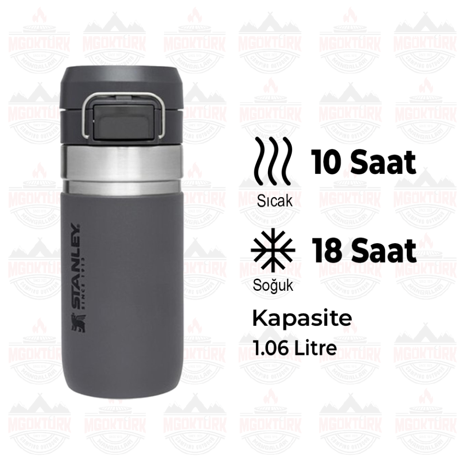 The Quick-Flip Water Bottle 0.47L / 36oz Charcoal 10-09148-025 / 6939236382700