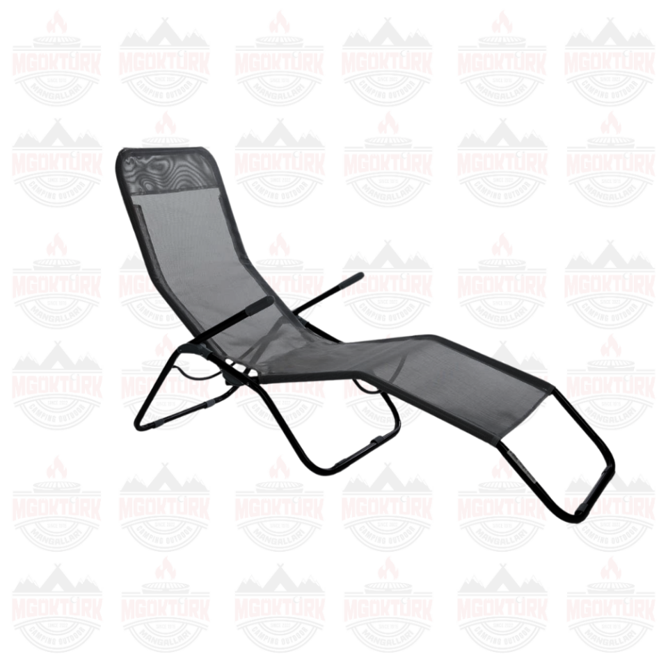Andoutdoor Tumbona Katlanır Şezlong Koyu Gri