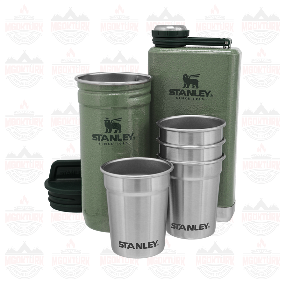 The Pre-Party Shot Glass + Flask Set Hammertone Green 10-01883-034 / 6939236348423