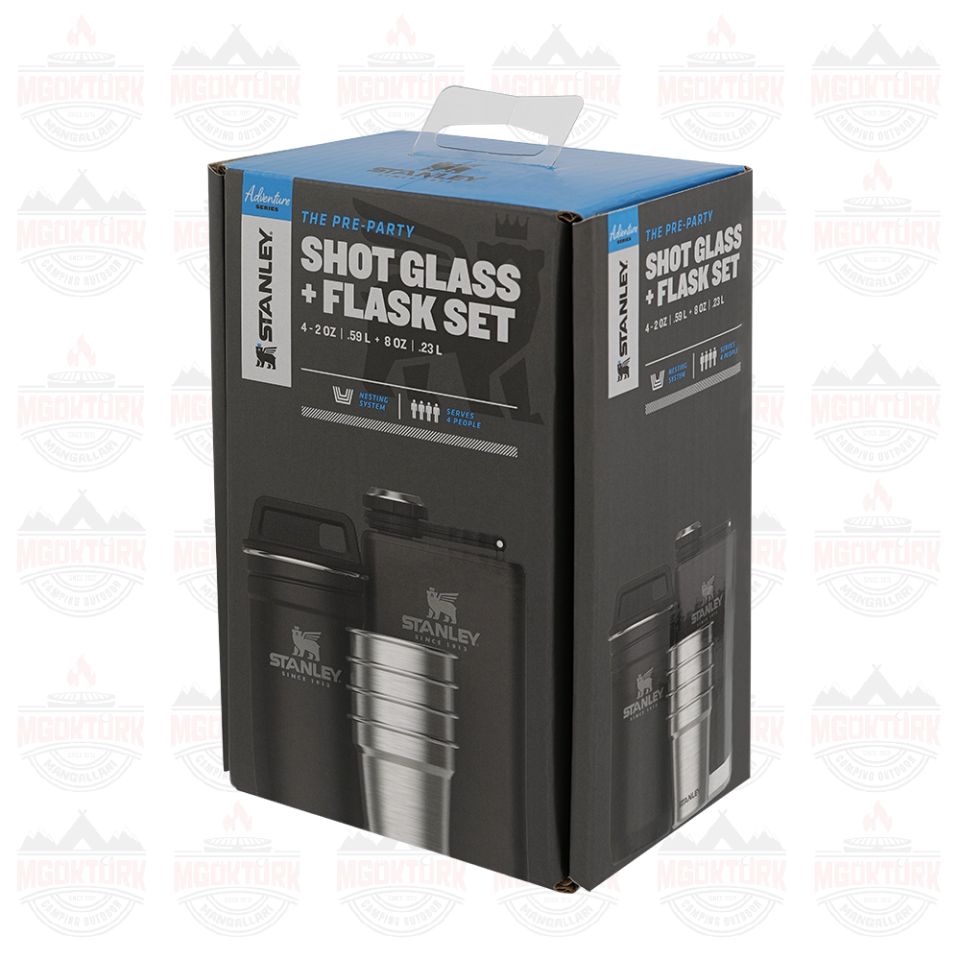 The Pre-Party Shot Glass + Flask Set Matte Black Pebble 10-01883-035 / 6939236348430