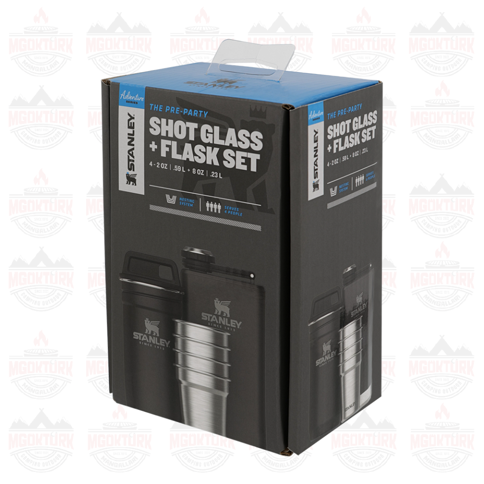 The Pre-Party Shot Glass + Flask Set Matte Black Pebble 10-01883-035 / 6939236348430