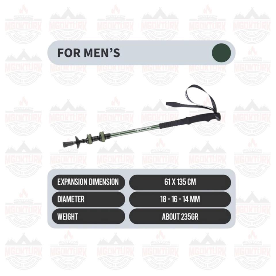 Naturehike ST01 3-Node 6061 AL Teleskopik Trekking Batonu | 57-120 cm | army green