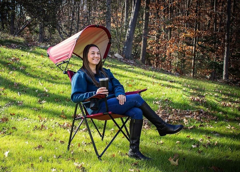 SunShade Comfort Pro Chair™ Güneşlikli Katlanır Plaj Sandalyesi KIRMIZI
