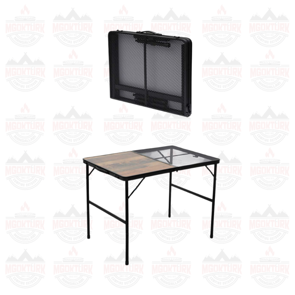 Eazy Katlanır Kamp Masası Izgaralı Ahşap