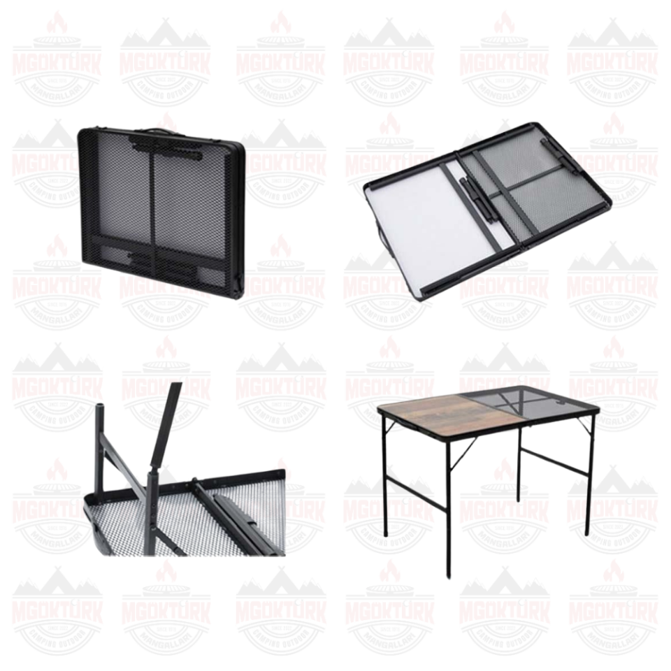 Eazy Katlanır Kamp Masası Izgaralı Ahşap