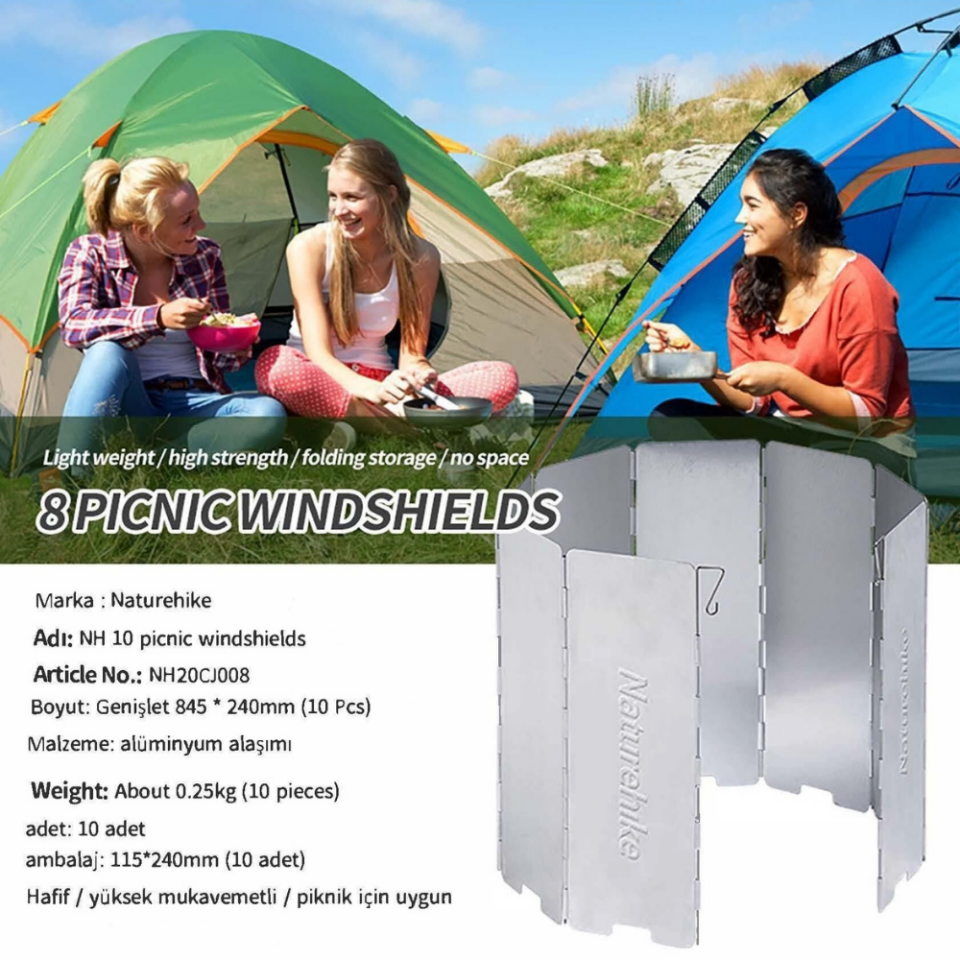 Naturehike Katlanır Rüzgar Kesici Aparat | 10 Parça
