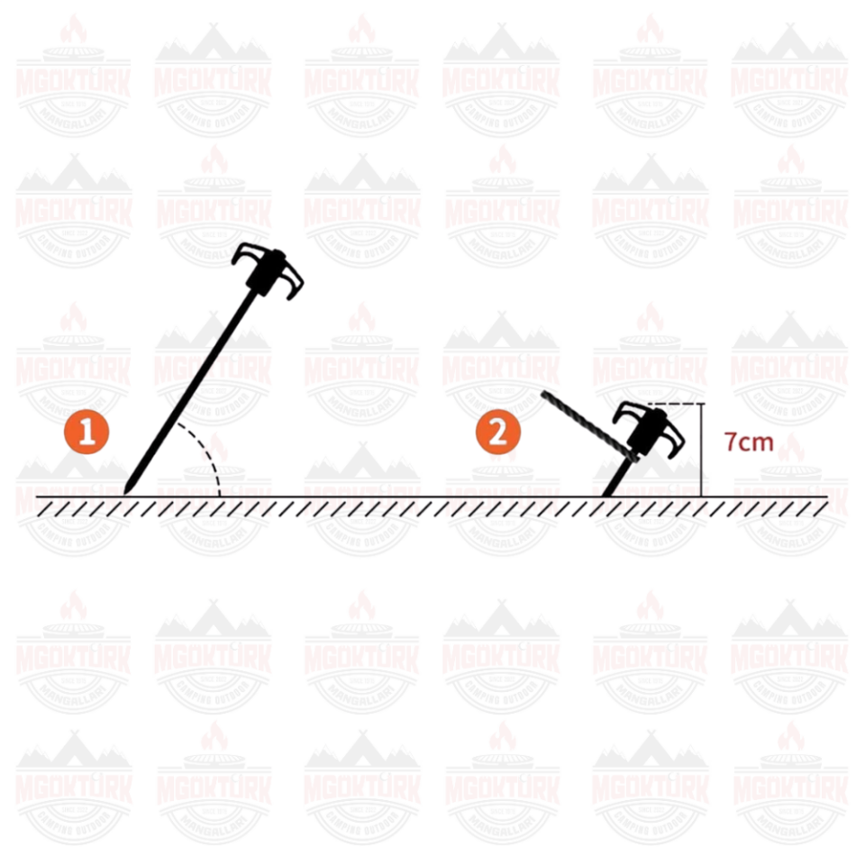 Naturehike Çadır Kazığı 25 cm ( Galvanizli Demir ) (2 Pcs) Turuncu