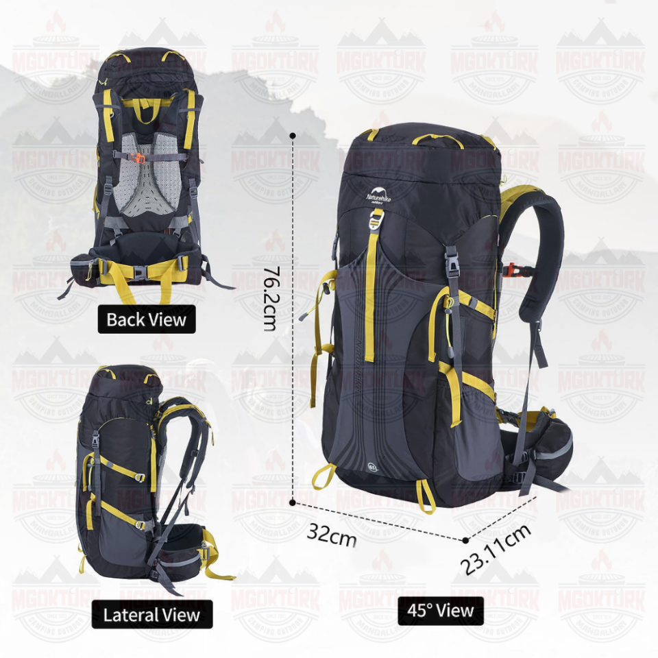 Naturehike 55+5 LT Trekking Sırt Çantası Siyah
