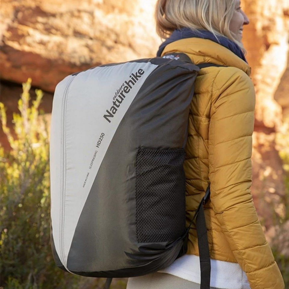 Naturehike HD250 Zarf Tarzı Yastıklı Çift Kişilik Pamuklu Uyku Tulumu Gri