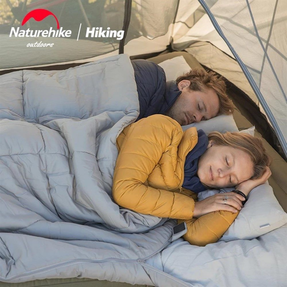 Naturehike HD250 Zarf Tarzı Yastıklı Çift Kişilik Pamuklu Uyku Tulumu Mavi
