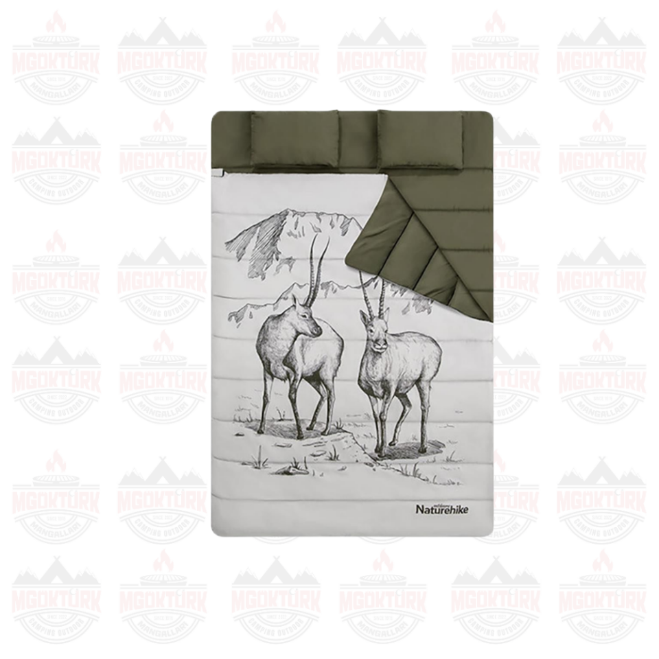 Naturehike Zarf Tarzı Yastıklı Çift Kişilik Pamuklu Uyku Tulumu TİBETAN ANTELOPE (GEYİK)
