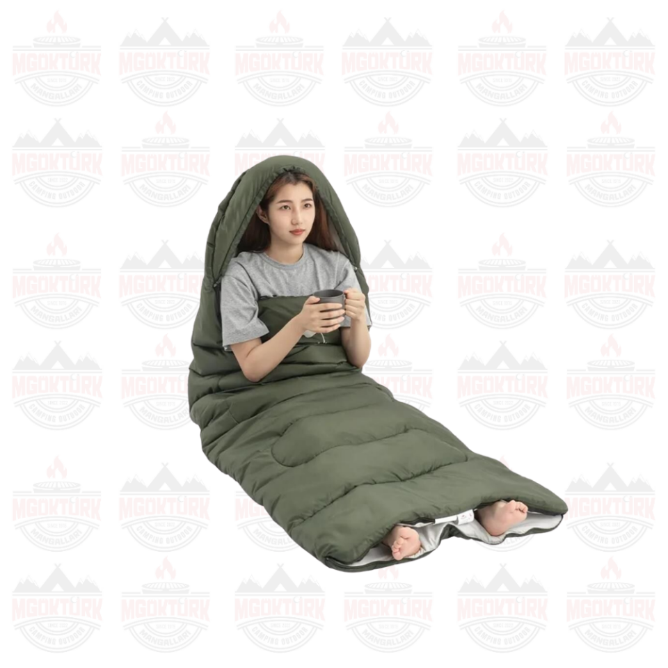 Naturehike Y150L Zarf Tarzı Kapüşonlu Pamuklu Uyku Tulumu -6°C Mavi