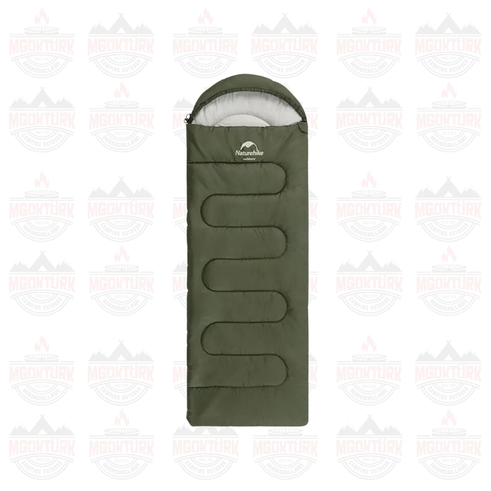 Naturehike Y150L Zarf Tarzı Kapüşonlu Pamuklu Uyku Tulumu -6°C Yeşil
