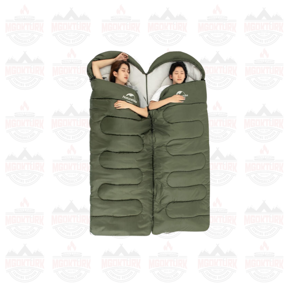 Naturehike Y150L Zarf Tarzı Kapüşonlu Pamuklu Uyku Tulumu -6°C Yeşil