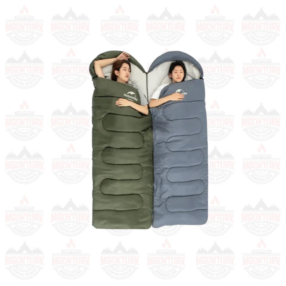 Naturehike Y150L Zarf Tarzı Kapüşonlu Pamuklu Uyku Tulumu -6°C Yeşil