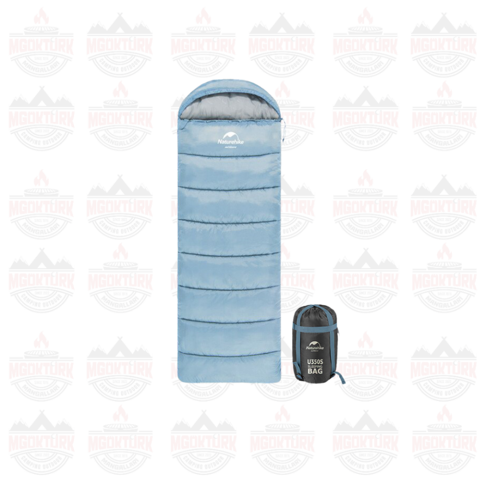 Naturehike U350 Zarf Tarzı Kapüşonlu Uyku Tulumu -13°C Mavi
