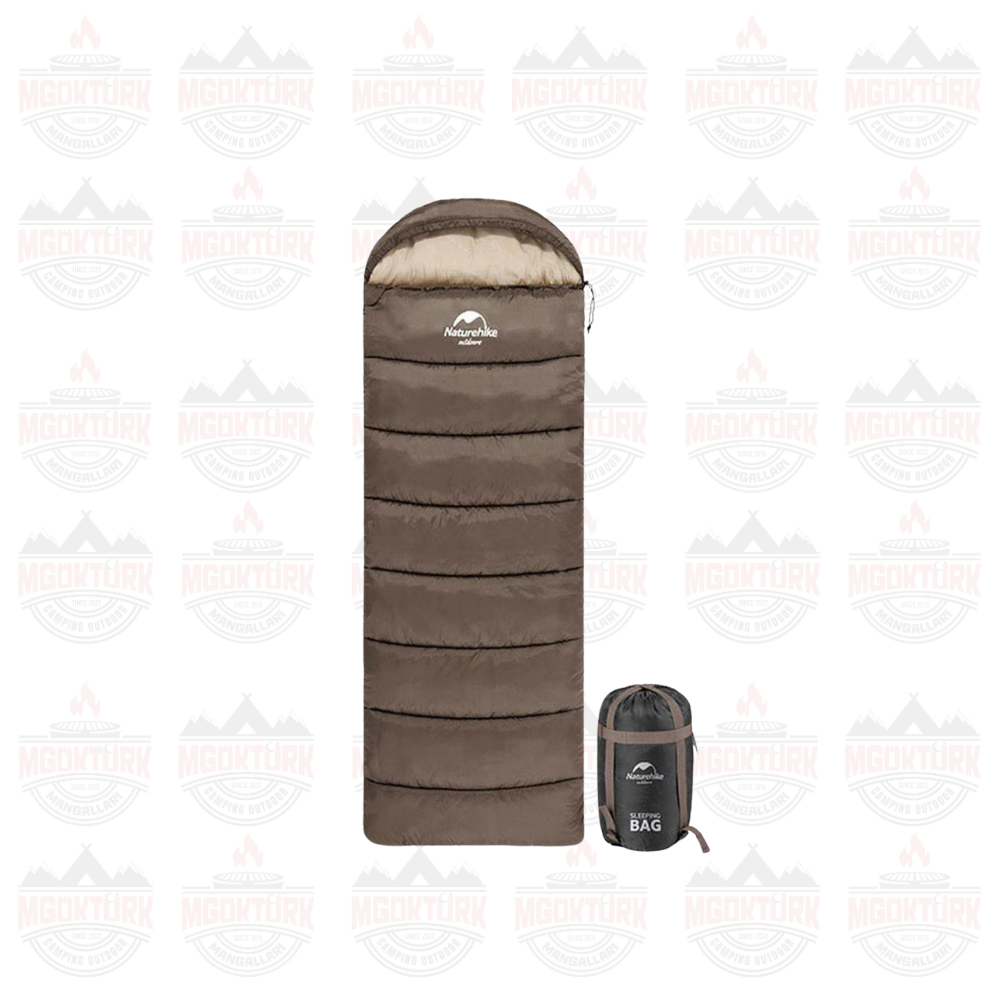 Naturehike U350S Zarf Tarzı Kapüşonlu Uyku Tulumu -13°C Kahverengi