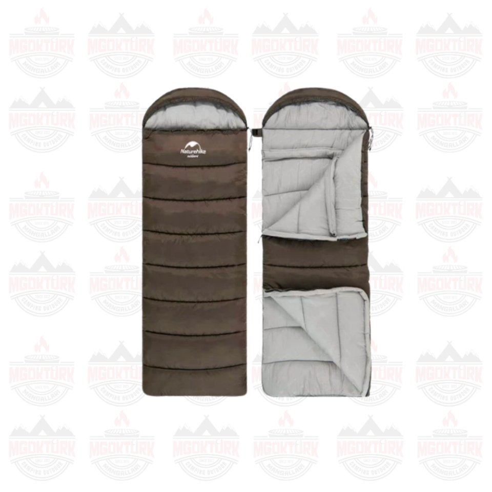 Naturehike U350S Zarf Tarzı Kapüşonlu Uyku Tulumu -13°C Kahverengi