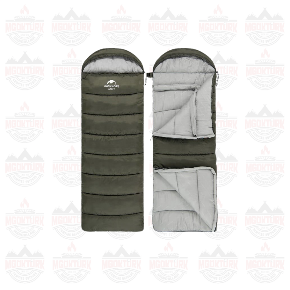 Naturehike U250S Zarf Tarzı Kapüşonlu Uyku Tulumu -14°C Haki