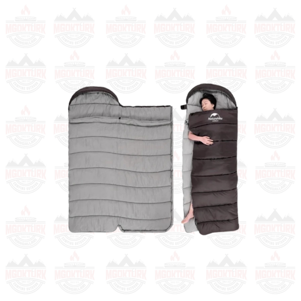 Naturehike U250S Zarf Tarzı Kapüşonlu Uyku Tulumu -14°C Kahverengi