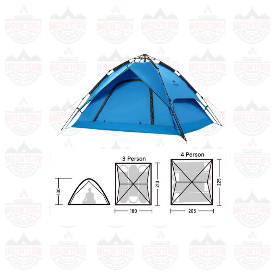 Naturehike 4 Kişilik Otomatik Kamp Çadırı Mavi