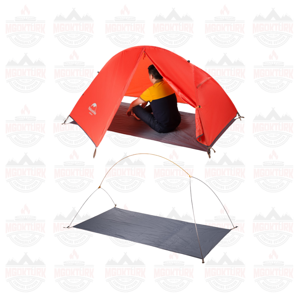 Naturehike Cycling Ultralight Tek Kişilik Kamp Çadırı + Mat Ekose Kırmızı