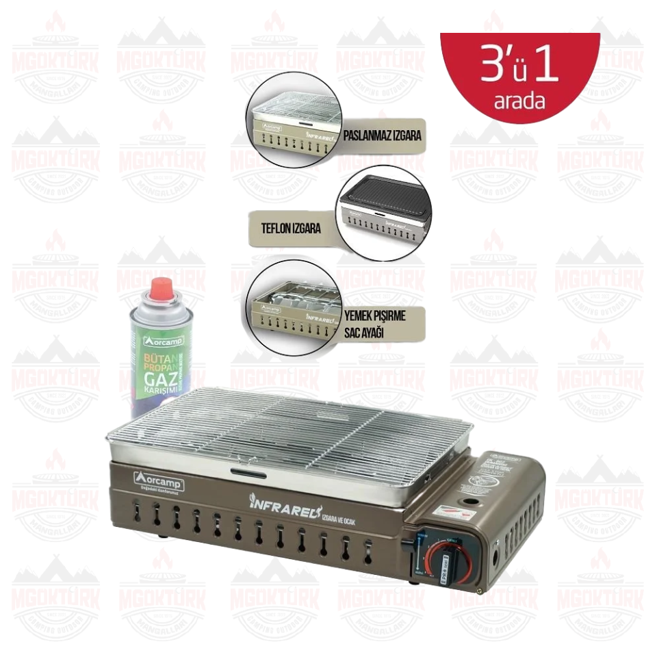 DUMANSIZ İNFRARED IZGARA VE OCAK KAHVERENGİ