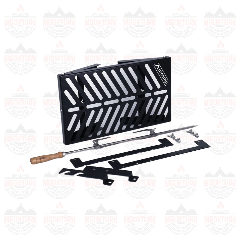 GRİLON ATEŞ ÜSTÜ IZGARA ŞİŞ PİLİÇ ÇEVİRME APARATLI