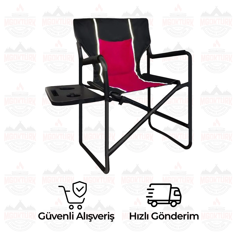 KATLANABİLİR LÜKS SANDALYE YAN SEHPALI KIRMIZI