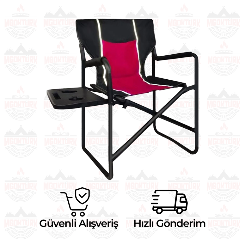 KATLANABİLİR LÜKS SANDALYE YAN SEHPALI KIRMIZI