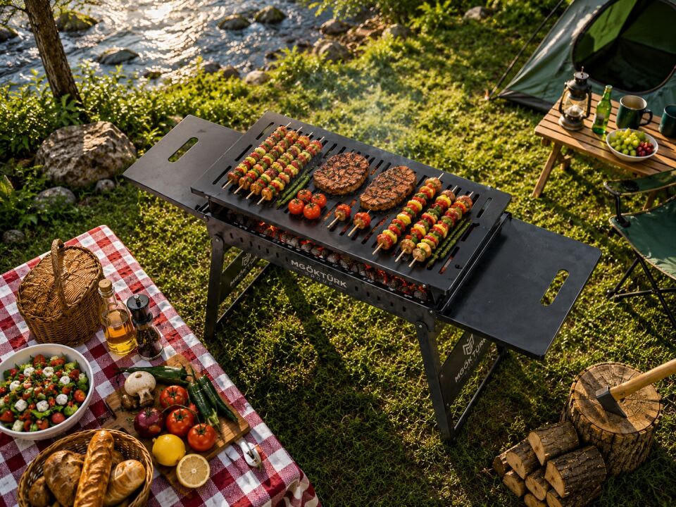 Profesyonel Mangal - Bbq - Katlanabilir Portatif Mangal - Taşınabilir Mangal - Kutulu Mangal - Kare Mangal