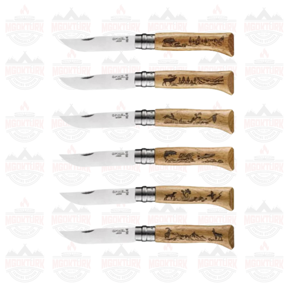 Opinel Inox No 8 Animalia Desenli 6'lı Paslanmaz Çelik Çakı Seti